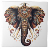 Carreau Un éléphant majestueux orné de motifs complexes (Devant)