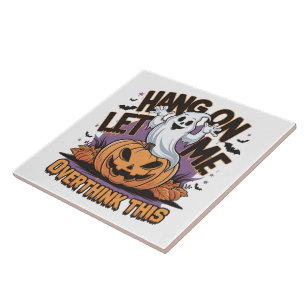 Carreau Un fantôme d'Halloween joyeux au-dessus d'un citro