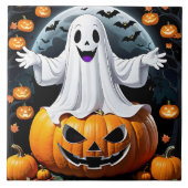 Carreau Un fantôme joyeux parmi les citrouilles la nuit d' (Devant)