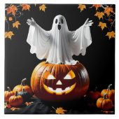 Carreau Un fantôme surgit d'un citrouille à la tombée de l (Devant)
