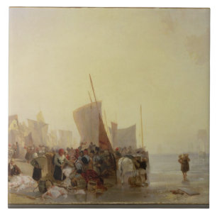 Carreau Un Fishmarket près de Boulogne, c.1824 (huile sur