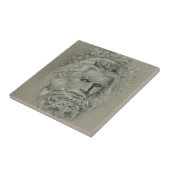 Carreau Un homme vert à la barbe en feuilles de chêne (Côté)