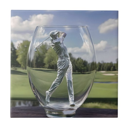 Carreau Un Joueur De Golf Dans Un Parceur De Verre Avec Pa (Devant)