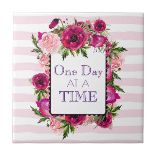 Carreau Un jour à la fois Citation de cadre floral