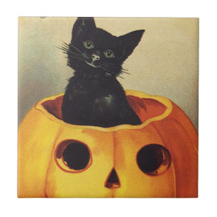 Carreau Un joyeux Halloween par Ellen Clapsaddle, Chat Vin