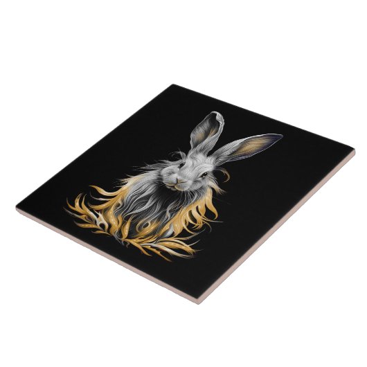 Carreau Un lapin gris génial en feu (Côté)