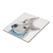 Carreau Un mélange sibérien d'Husky se tortille la tête (Côté)