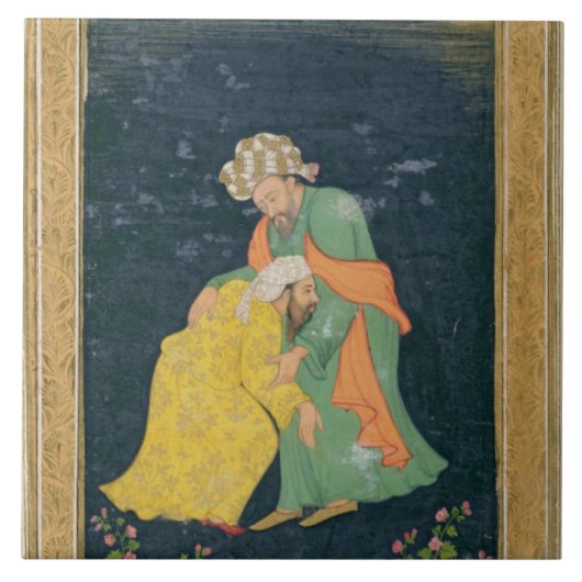 Carreau Un mollah se prosternant devant un homme dans la (Devant)