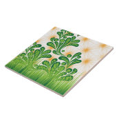 Carreau Un motif artistique vert et or représentant un arb (Côté)