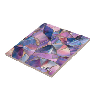 Carreau Un motif de verre coloré tons violets luxueux