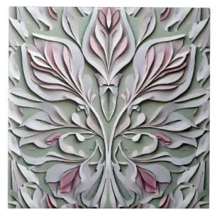 Carreau Un motif floral moderne gris gris d'art unique
