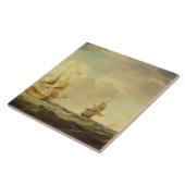 Carreau Un navire amiral anglais sous la voile facile dans (Côté)