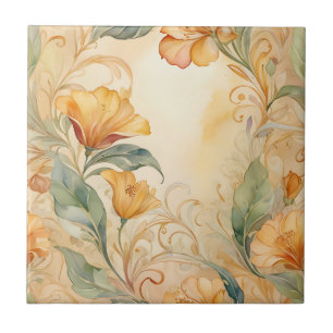 Carreau Un Nouveau Or Chaleureux avec Flore Délicieuse