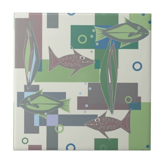Carreau Un ornement de Hakki avec du poisson. (Devant)