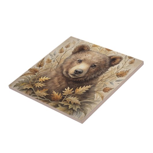 Carreau Un ours mignon en forêt (Côté)