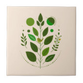 Carreau Un petit oiseau vert et des feuilles vertes (Devant)