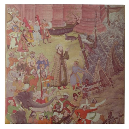Carreau Un pont des bateaux cassés par Akbar (r.1556-1605) (Devant)