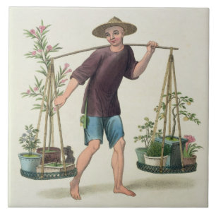 Carreau Un portier avec les arbres fruitiers et les