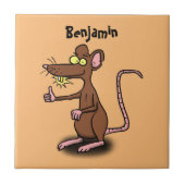 Carreau Un rat brun mignon pouce vers le haut dessin animé (Devant)