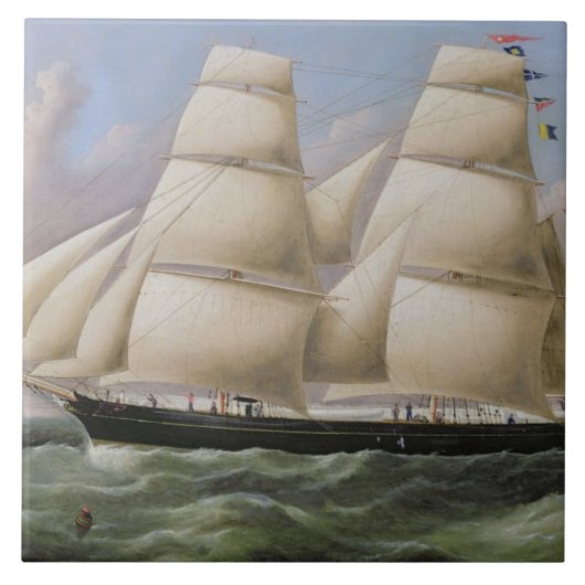 Carreau Un schooner mâté par deux outre de Douvres (huile (Devant)