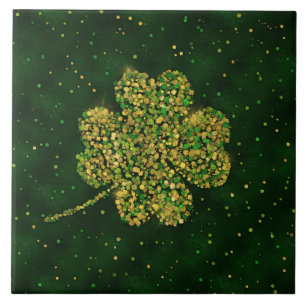 Carreau Un Shamrock irlandais à quatre feuilles de trèfl