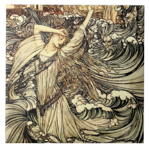 Carreau « Undine dans les vagues » par Arthur Rackham