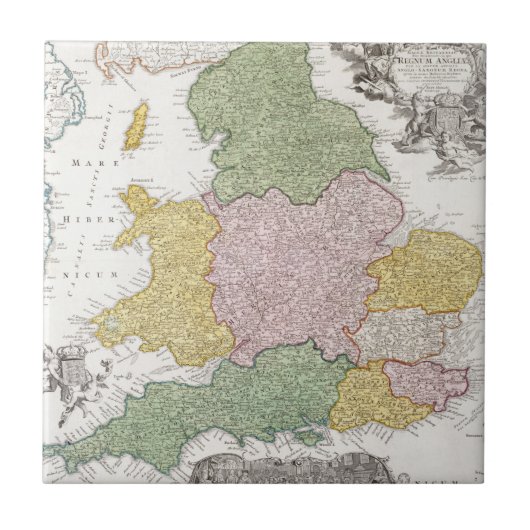 Carreau Une carte de l'Angleterre | 1760 (Devant)