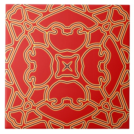 Carreau Une céramique motif classique couleur rouge vif (Devant)