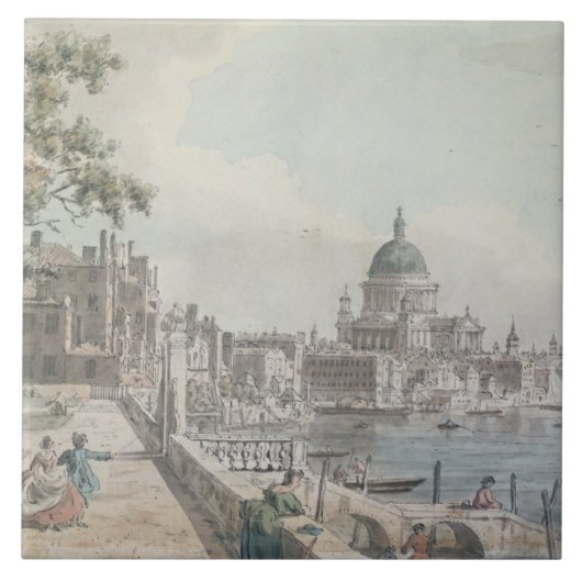 Carreau Une copie d'une partie d'un dessin par Canaletto, (Devant)