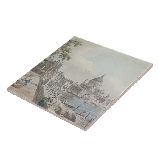 Carreau Une copie d'une partie d'un dessin par Canaletto, (Côté)