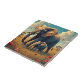 Carreau Une douce maman sentimentale et un éléphant de béb (Côté)