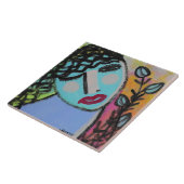 Carreau Une femme aux fleurs Portrait Abstrait (Côté)