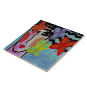 Carreau Une femme avec des papillons Peinture numérique Ab (Côté)