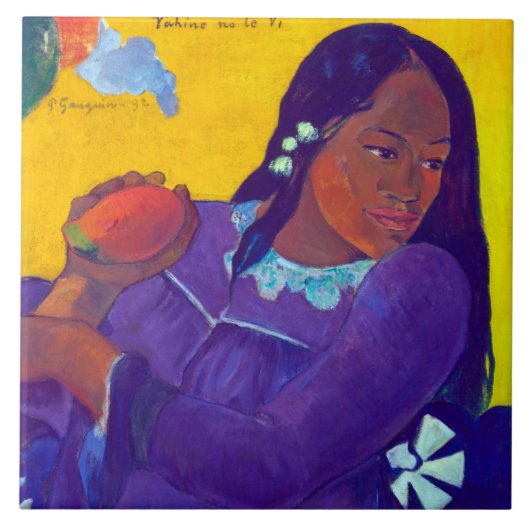 Carreau Une femme avec un mangue, Gauguin (Devant)
