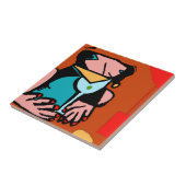 Carreau Une femme boit du cubisme Abstrait (Côté)