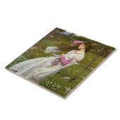 Carreau Une femme ramasse des fleurs dans le vent (Côté)