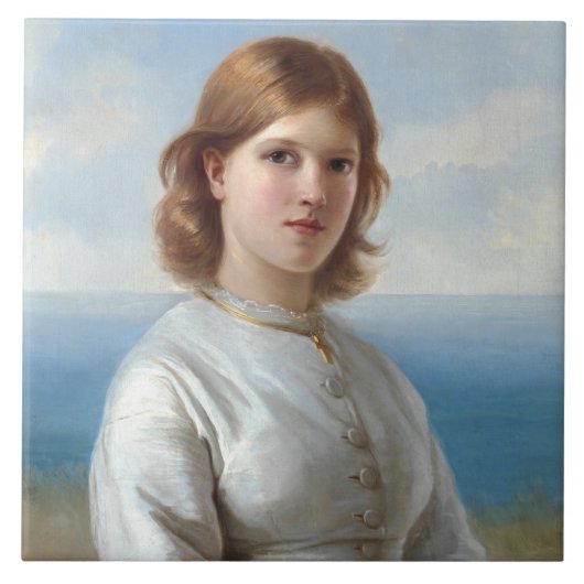 Carreau Une fille en robe de soie blanche pour la sainte c (Devant)