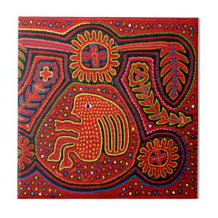 Carreau Une indienne de Kuna à vélo