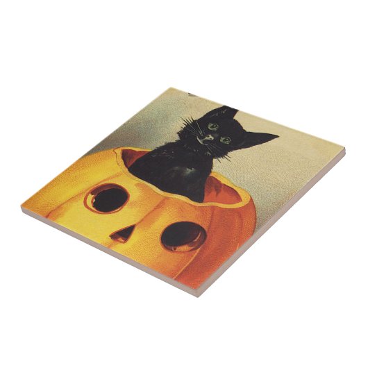 Carreau Une joyeuse Halloween par Ellen Clapsaddle, Chat V (Côté)