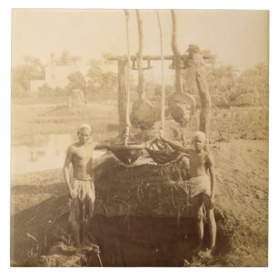 Carreau Une machine égyptienne d'irrigation sur les