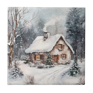 Carreau Une maisonnette confortable en hiver