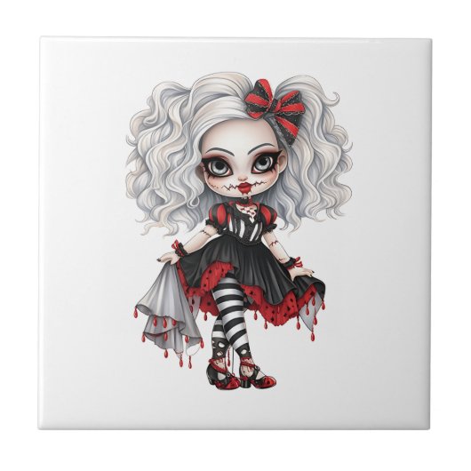 Carreau Une mignonne fille Halloween collection de design (Devant)