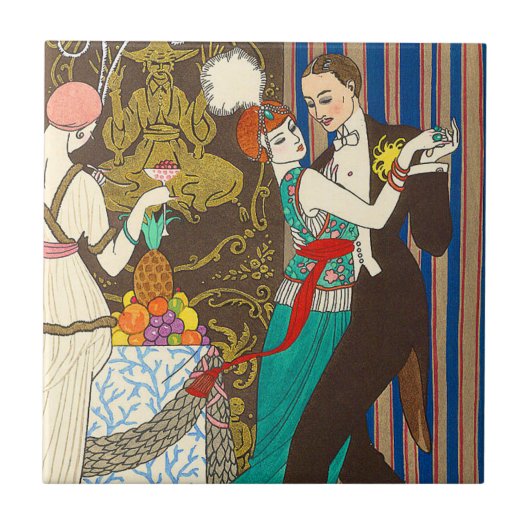 Carreau Une nuit dans la tuile décadente d'art déco de (Devant)