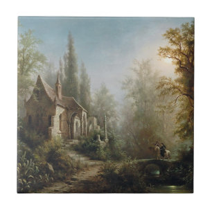 Carreau Une nuit illuminée par la Lune au-dessus d'une cha