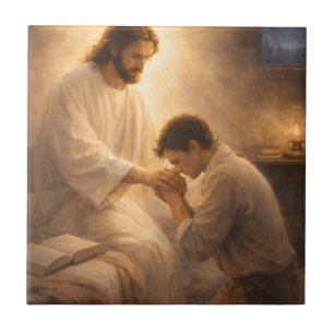 Carreau Une prière à genoux avec Jésus