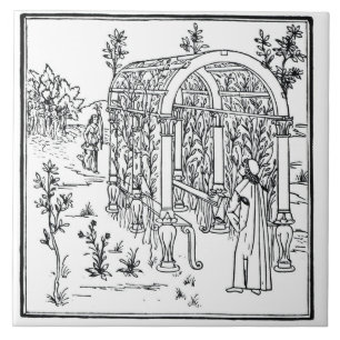 Carreau Une scène de jardin, de "Hypnerotomachia
