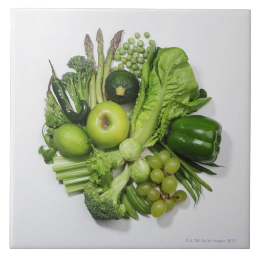 Carreau Une sélection des fruits et des légumes verts (Devant)