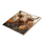 Carreau Une série Florale Highland Cow Design 2 (Côté)