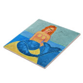 Carreau Une sirène sur une peinture numérique Abstraite (Côté)