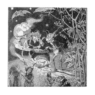 Carreau Une sorcière brasse pour des amis de forêt